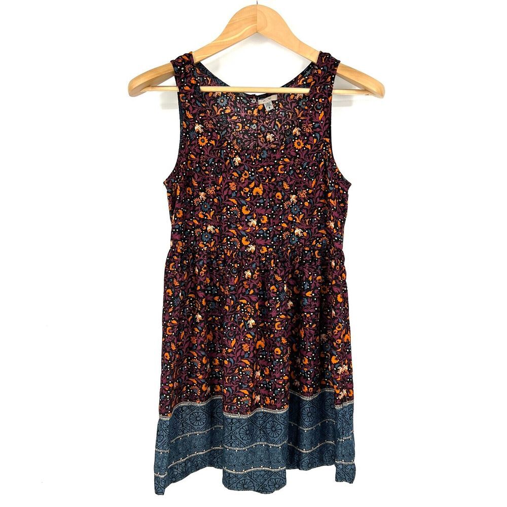 ECOTE URBAN OUTFITTERS Tank Dress Womens Size S Floral Keyhole Back Smocked‎